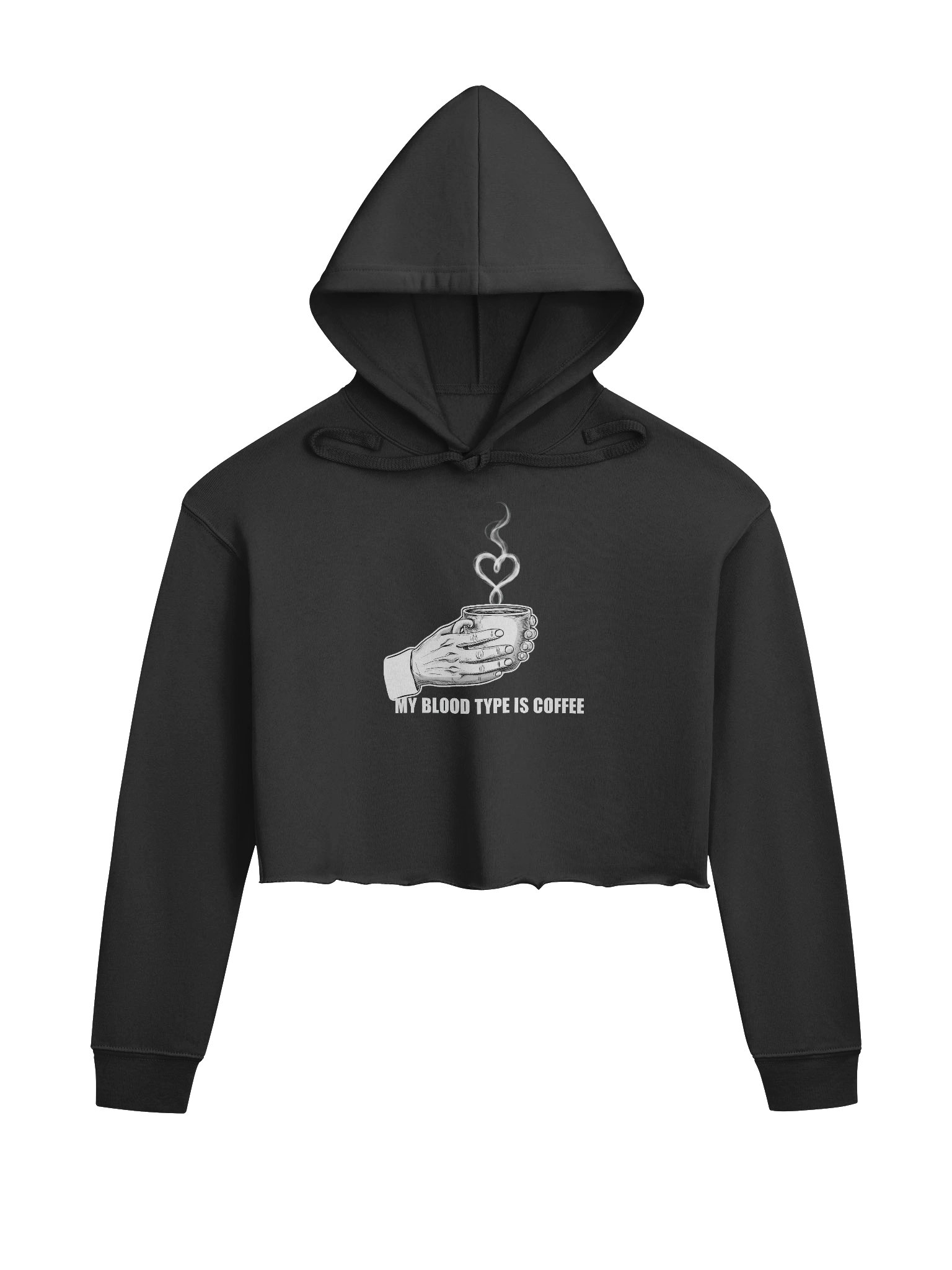 My Blood Type is Coffee | Woman's Hand Minimalist Crop Hoodie product image (1)