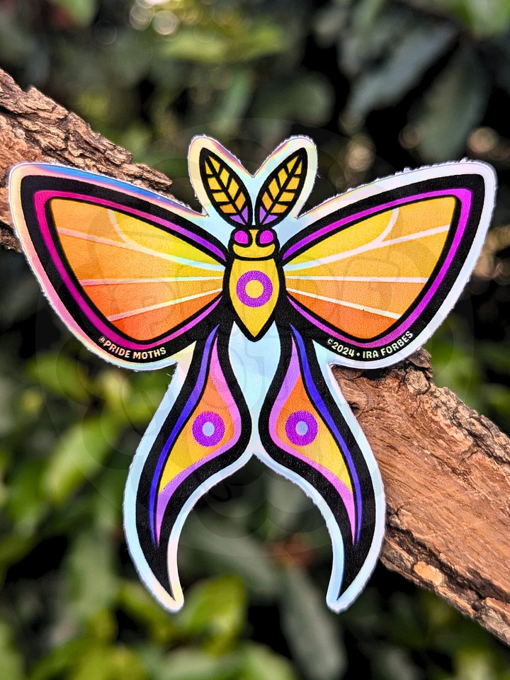 № 9 | INTERSEX PRIDE MOTH | HOLOGRAPHIC STICKER | (1-PACK) product image (1)