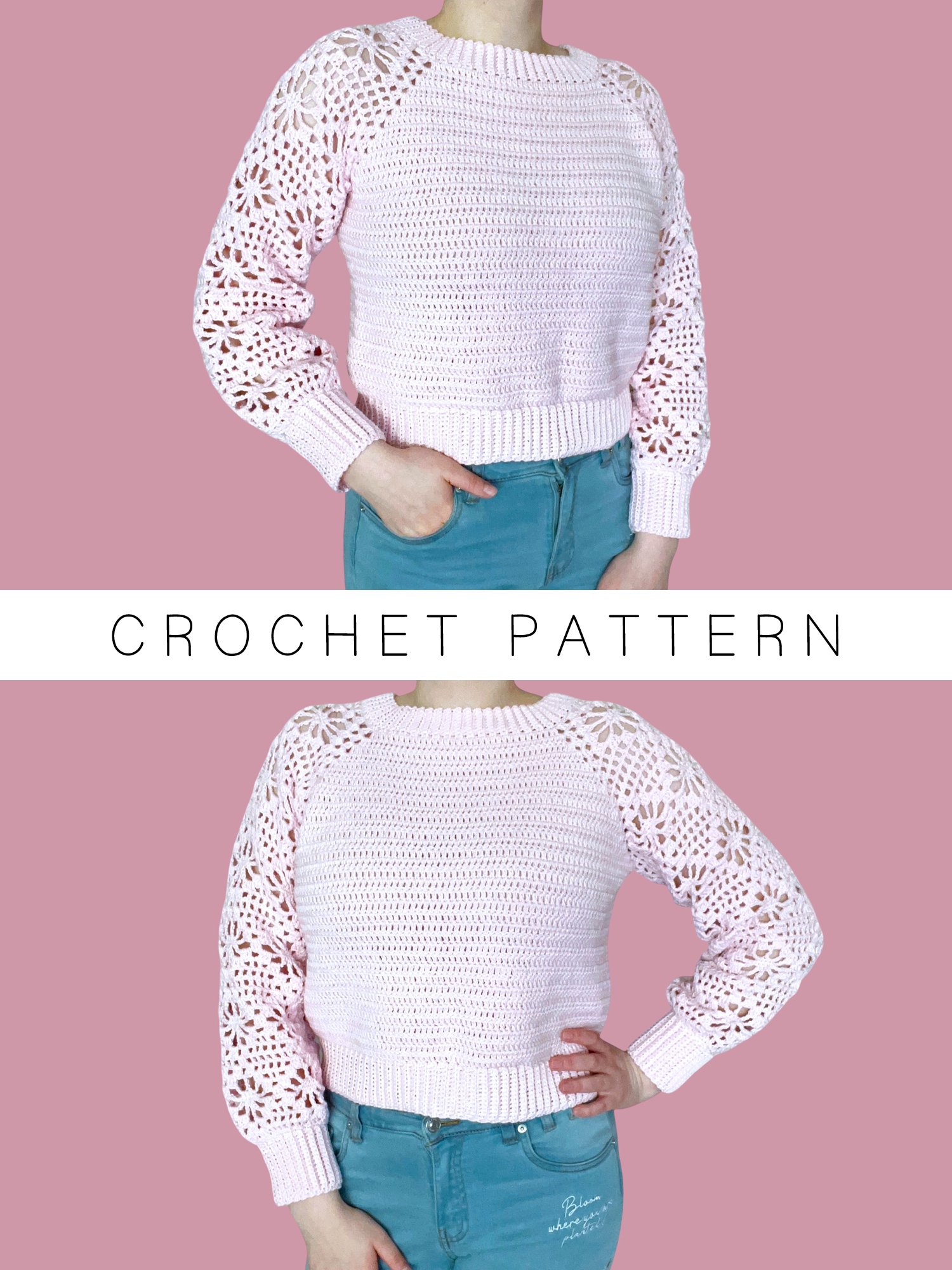 Crochet Pattern: Floral Diamond Sweater, Size M/L product image (1)