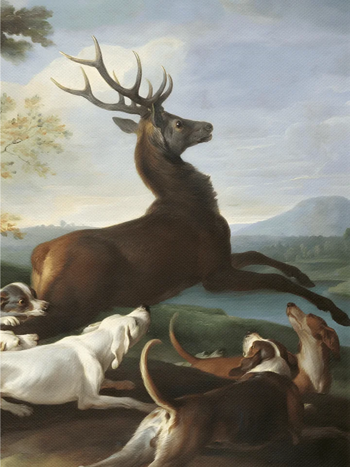 Antique Baroque Deer Hunting With Dogs Canvas Print product image (8)