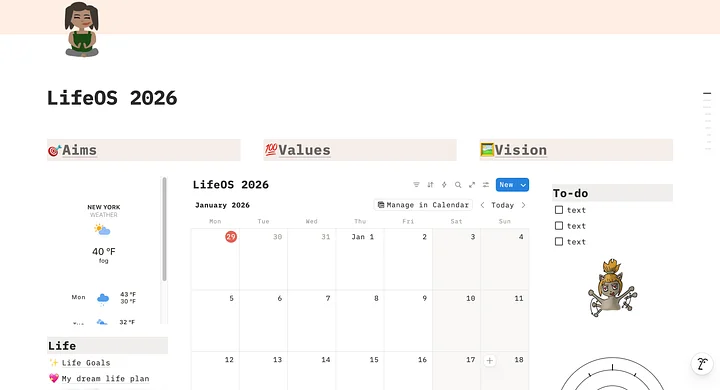 LifeOS 2026 - Template for Notion (digital download) product image (1)