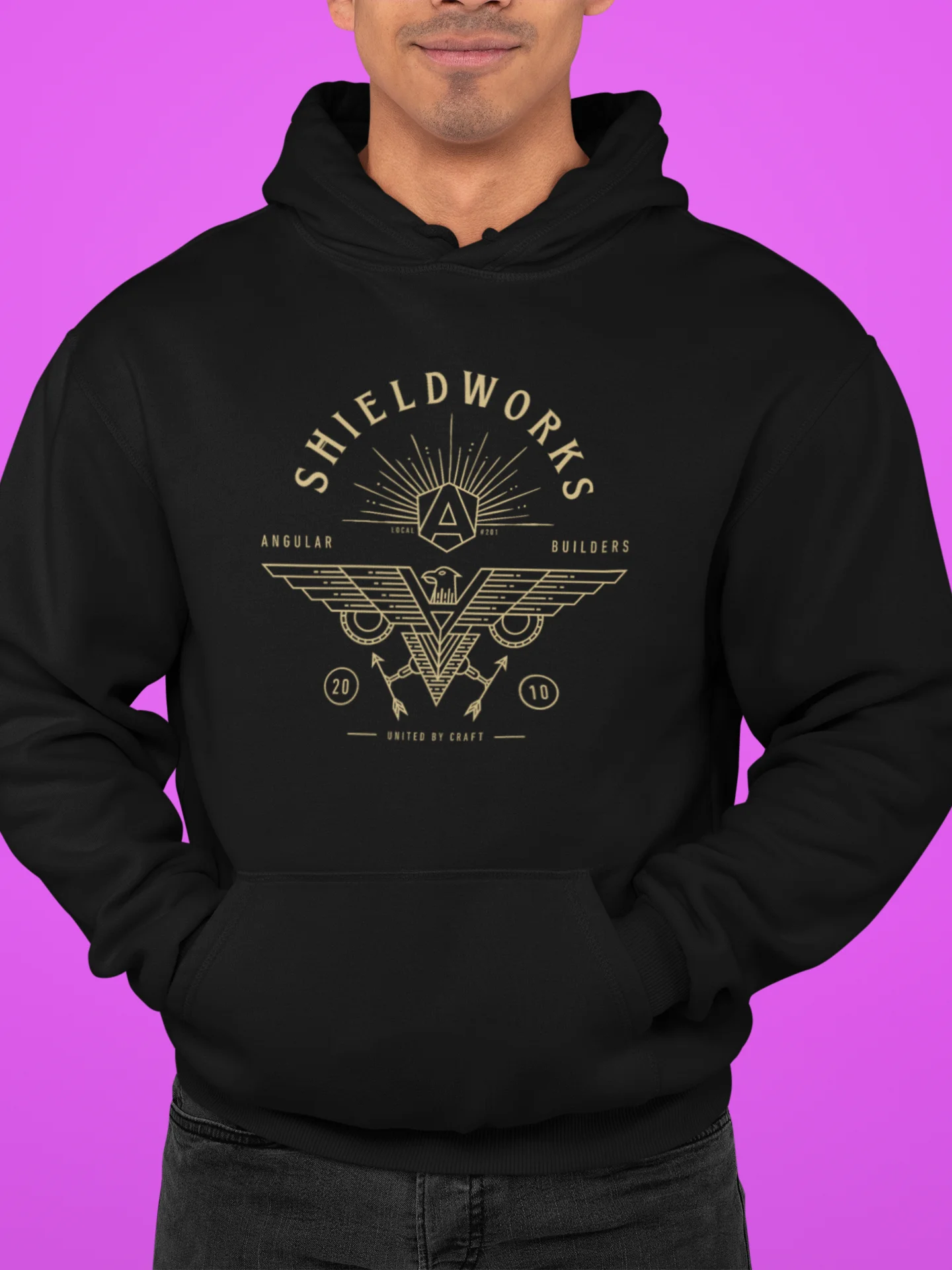 Shieldworks Angular Builders Local #201 “United by Craft” Classic Hoodie product image (3)