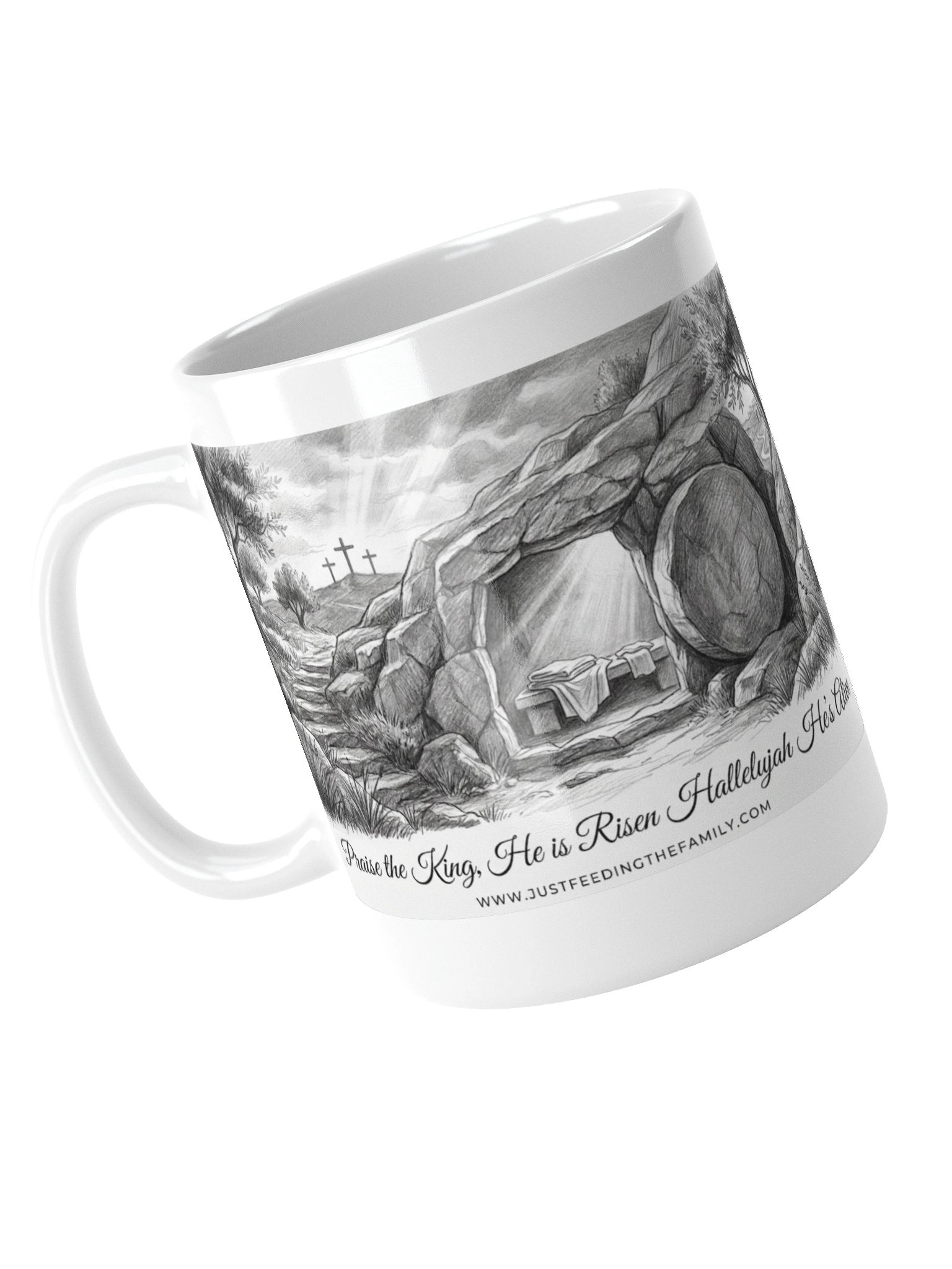 Praise the King "He Is Risen" Mug – Empty Tomb Christian Coffee Cup product image (5)