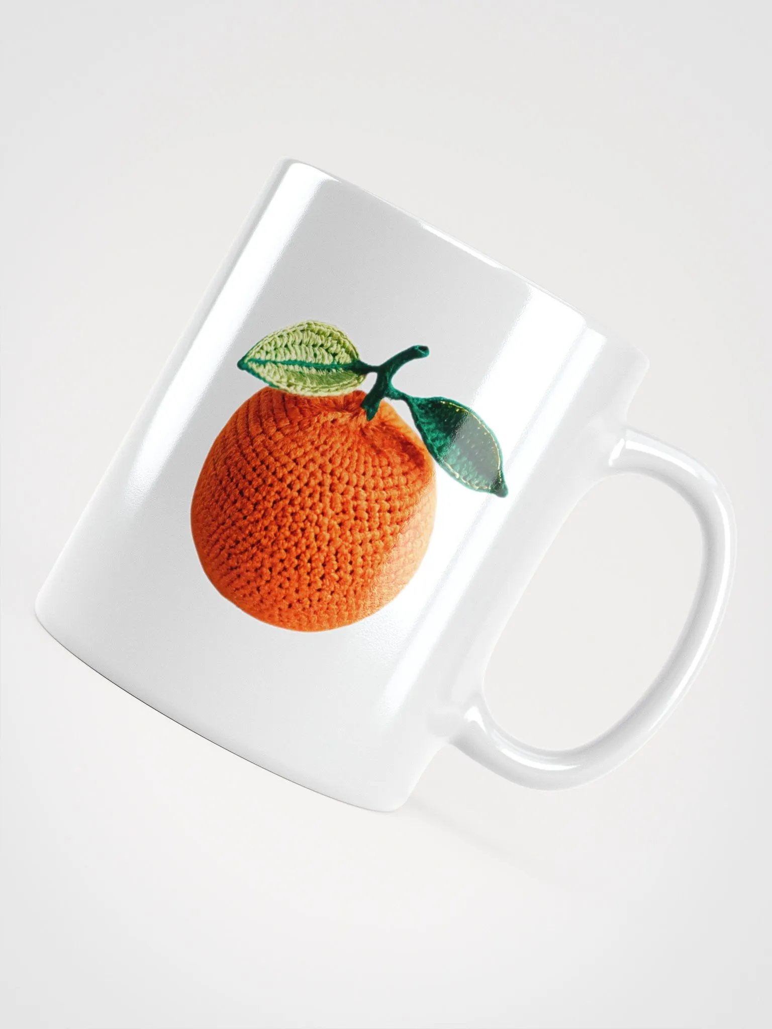 CozyAvocado White Glossy Mug Crochet Orange #1 product image (4)