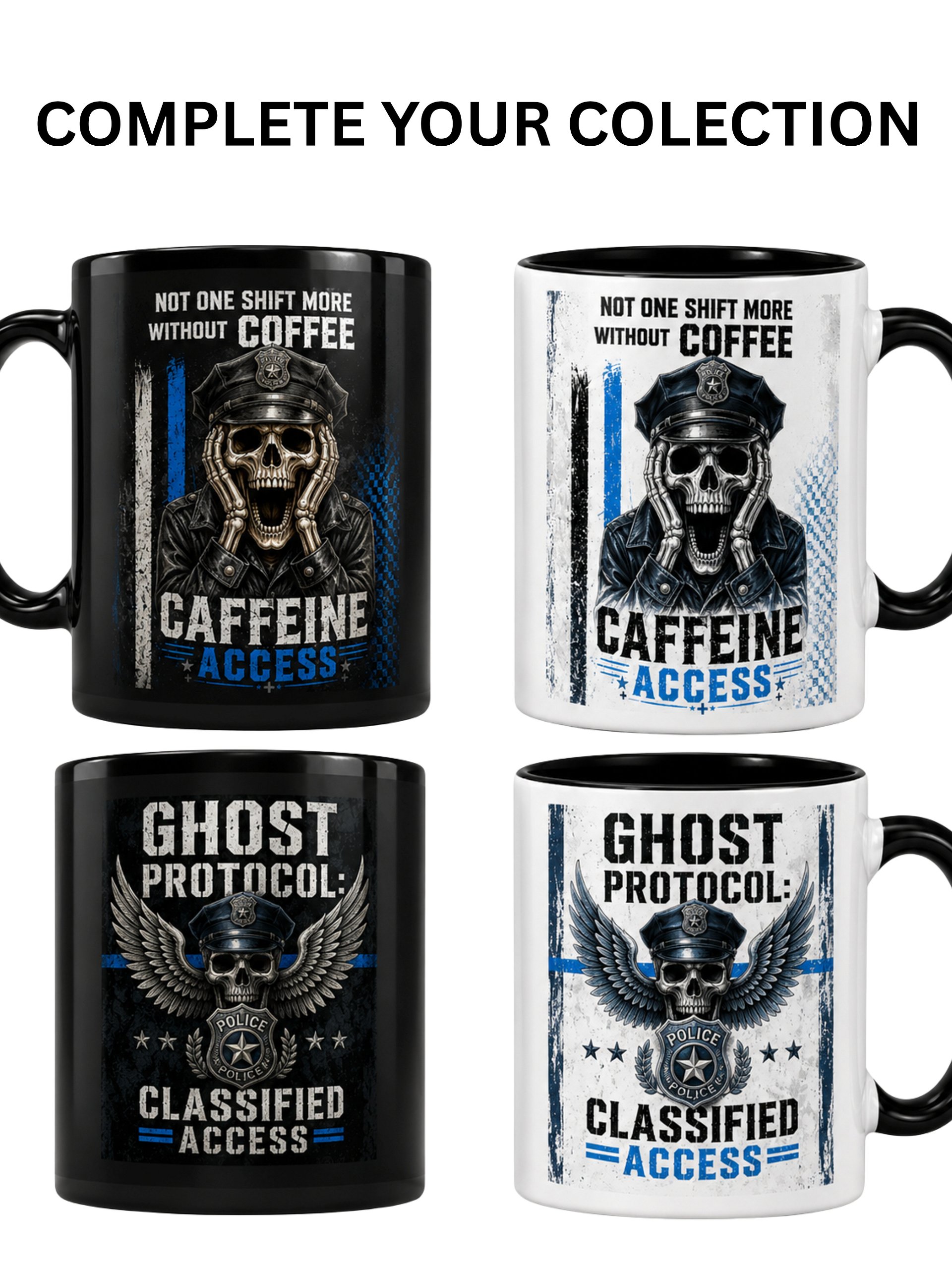 Funny Police Coffee Mug | Skeleton Cop Skull Cup | Thin Blue Line | 11oz & 15oz product image (7)