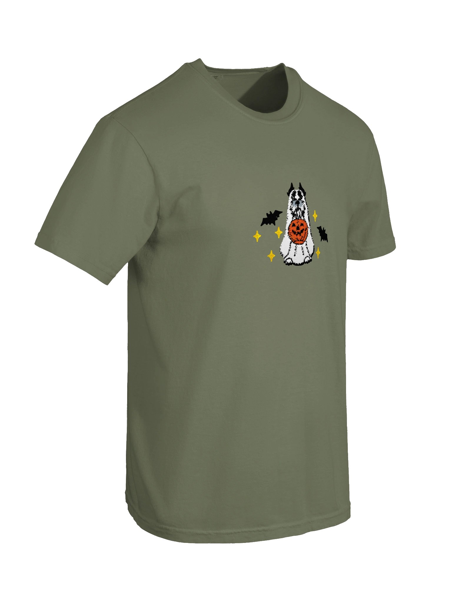 Halloween Miniature Schnauzer(Black & Silver, Cropped Ears) Embroidered T-Shirt product image (14)