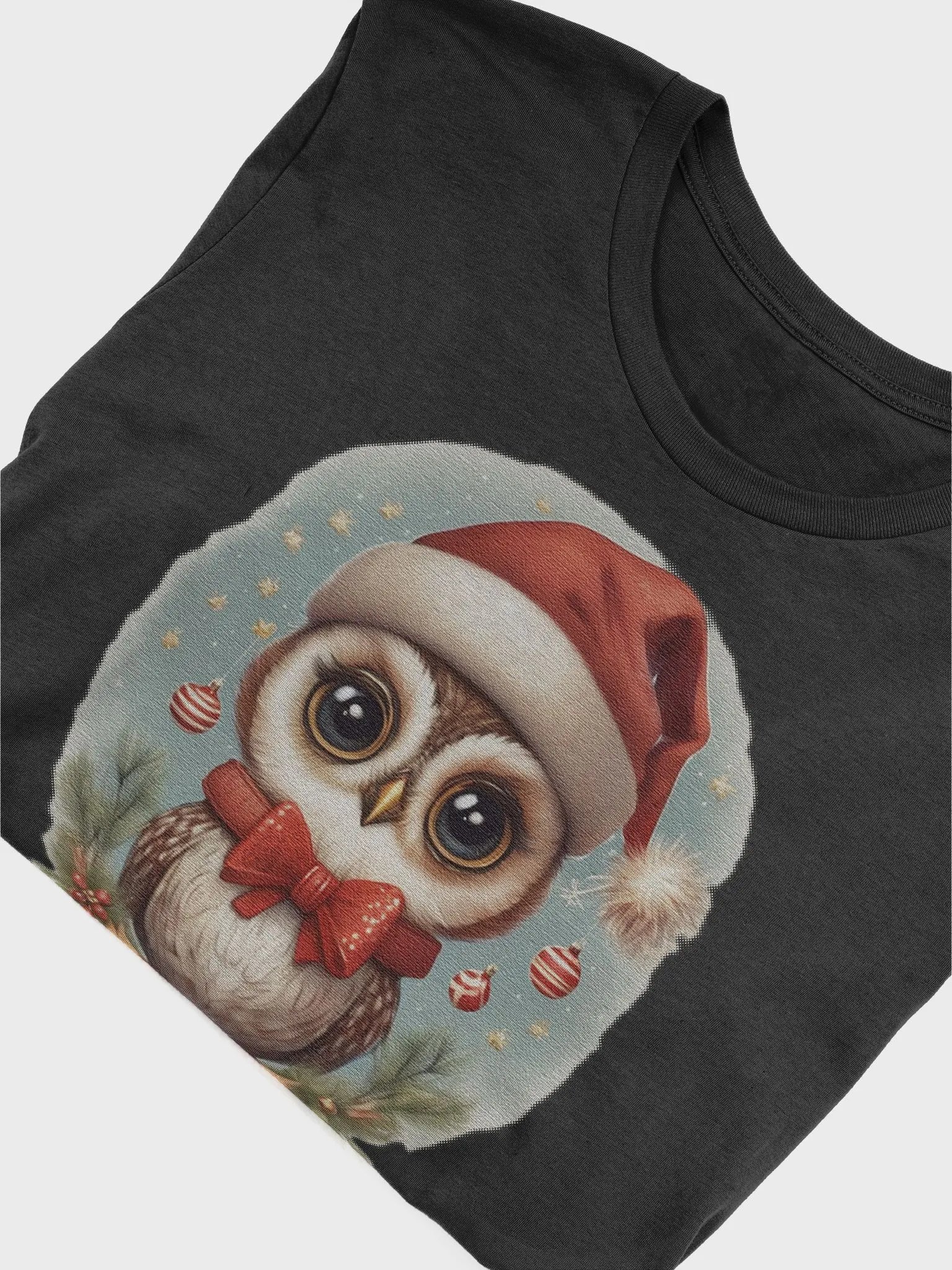 cute little baby owl wearing a santa hat Supersoft T-Shirt product image (5)