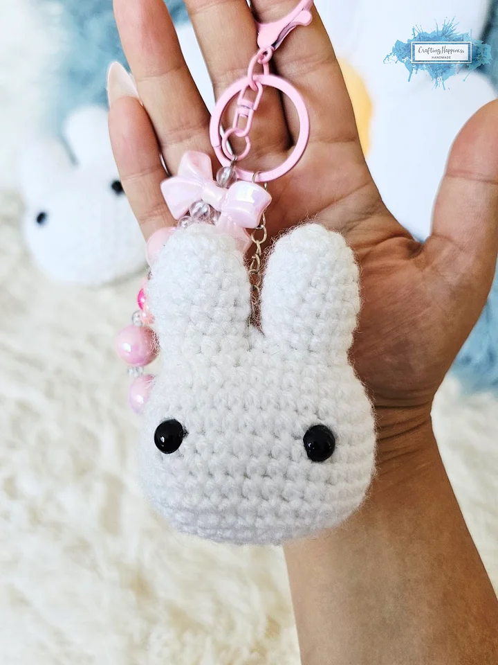 Bunny Head Crochet Pattern | Amigurumi Toy, Kawaii Keychain, Desk Pal (PDF Pattern) product image (2)