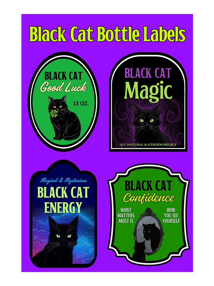 Black Cat Bottle Label sticker sheet product image (1)