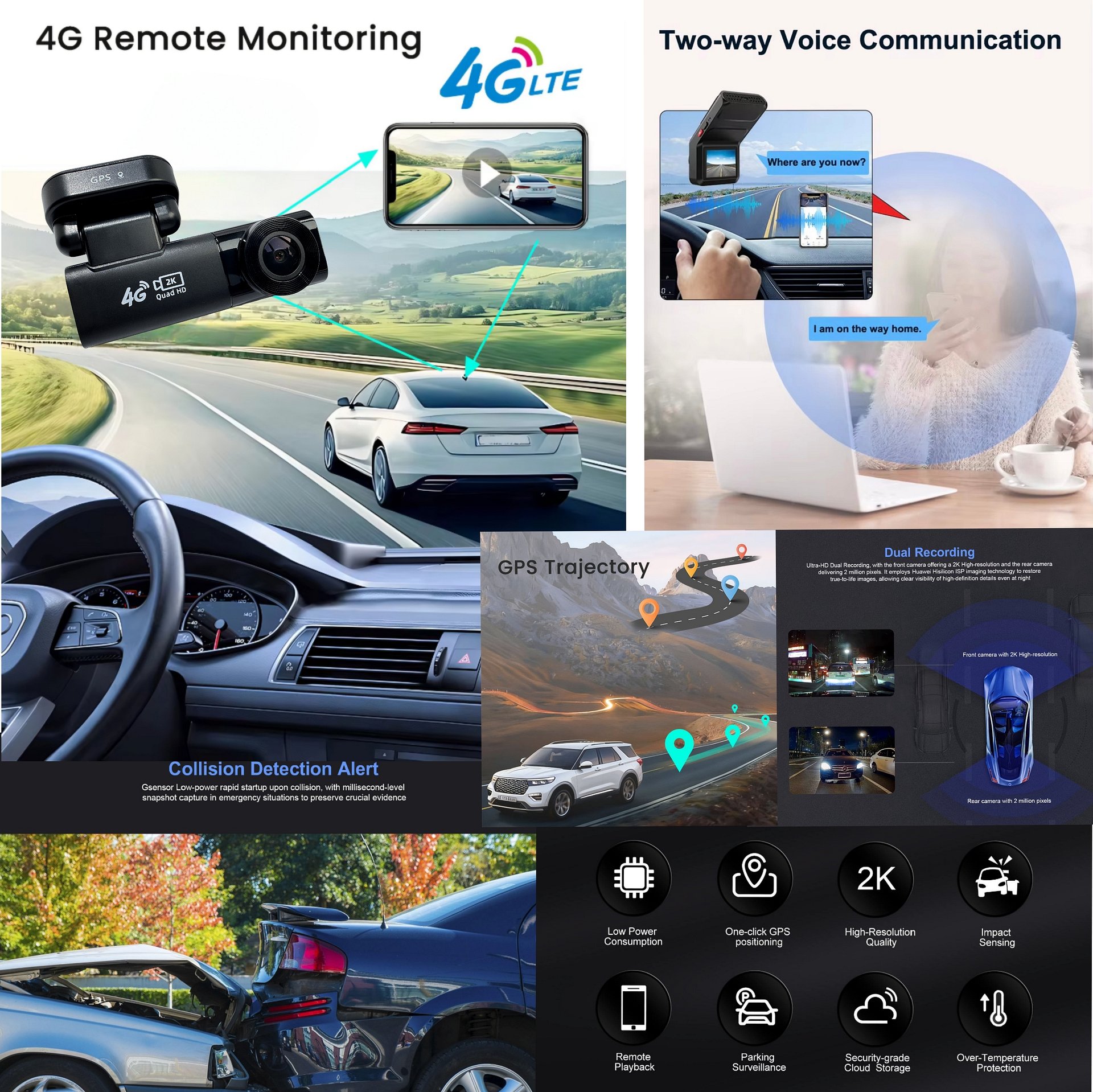 SRS ABSOLUTE 2.6K Dual 4G Dash Cam Timelapse Loop Record GSensor GPS Tracking Remote Live Video Voice Calling GeoTagging SOS Parking Monitor GeoFencing SIM MicroSD Supp Upto 1TB (S24Gen3 Front/Rear) product image (4)