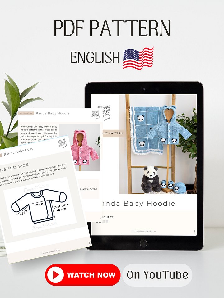 Panda Baby Hoodie Crochet Pattern product image (2)