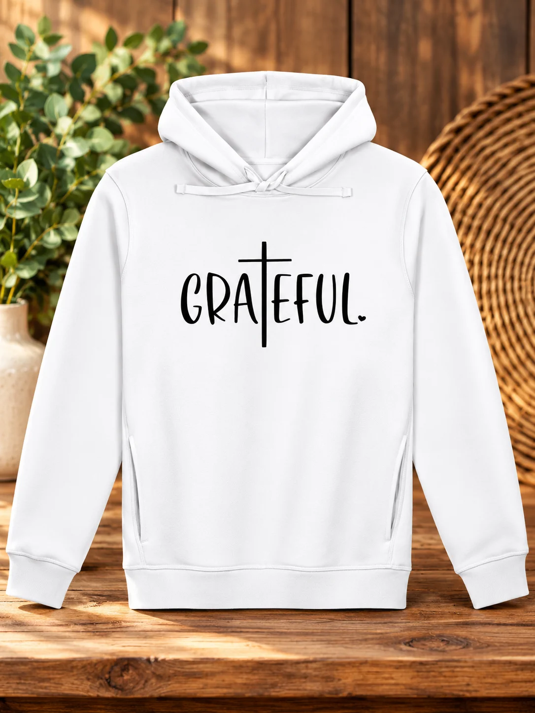 Grateful Cross Typography Organic Side Pocket Hoodie product image (1)