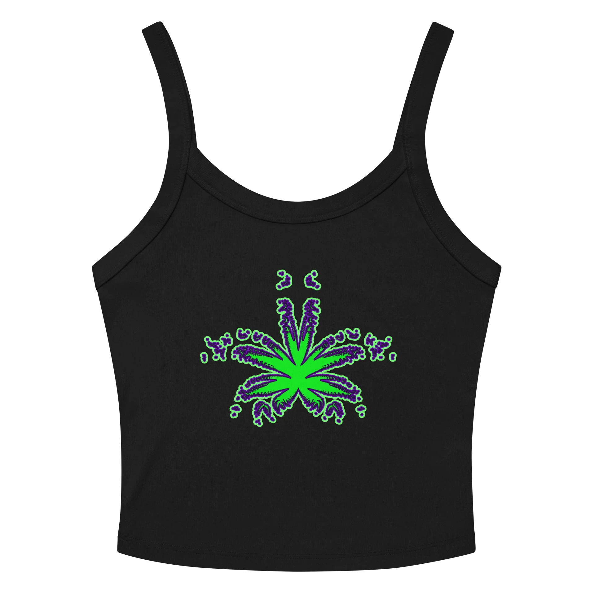 Green Purple Pot Leaf Art Black Tank Top, Retro 420 Fashion, Twisted Summertime Stoner Shirt product image (3)