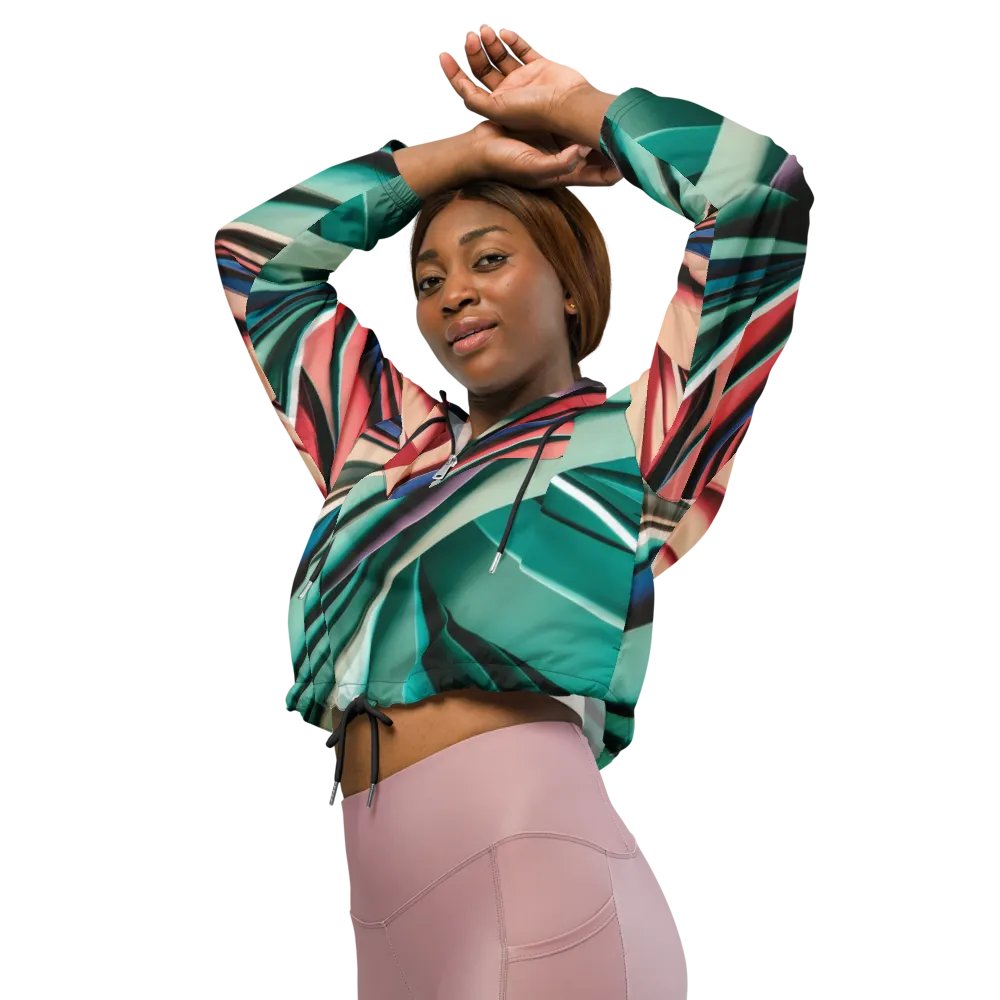 TDS Music Women's Cropped Windbreaker - Vibrant Abstract Design, Lightweight & Water-Resistant | XS–2XL product image (12)