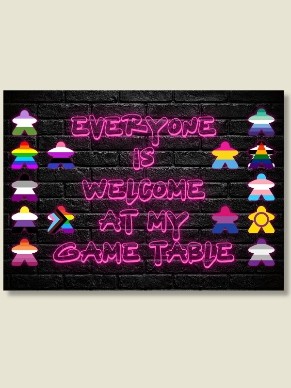 Pride Flag Meeples Inclusive Board Game Room Neon Sign - UNFRAMED product image (1)