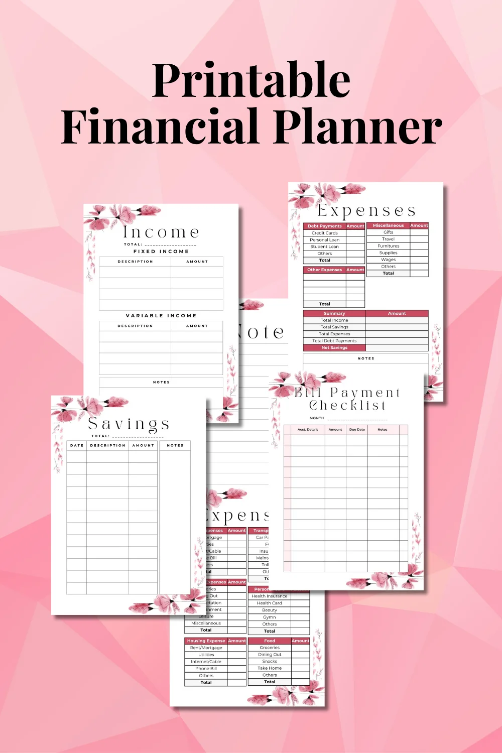 Pink Financial Planner Template | Pink Budget Planner Template product image (2)
