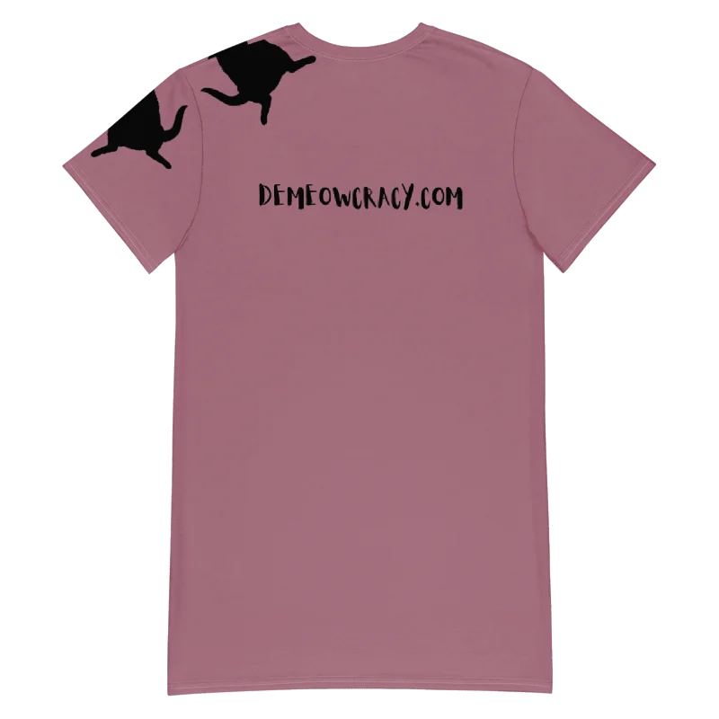 Kitties Dancing for Demeowcracy Cat Ladies T-Shirt Dress Mauve product image (4)