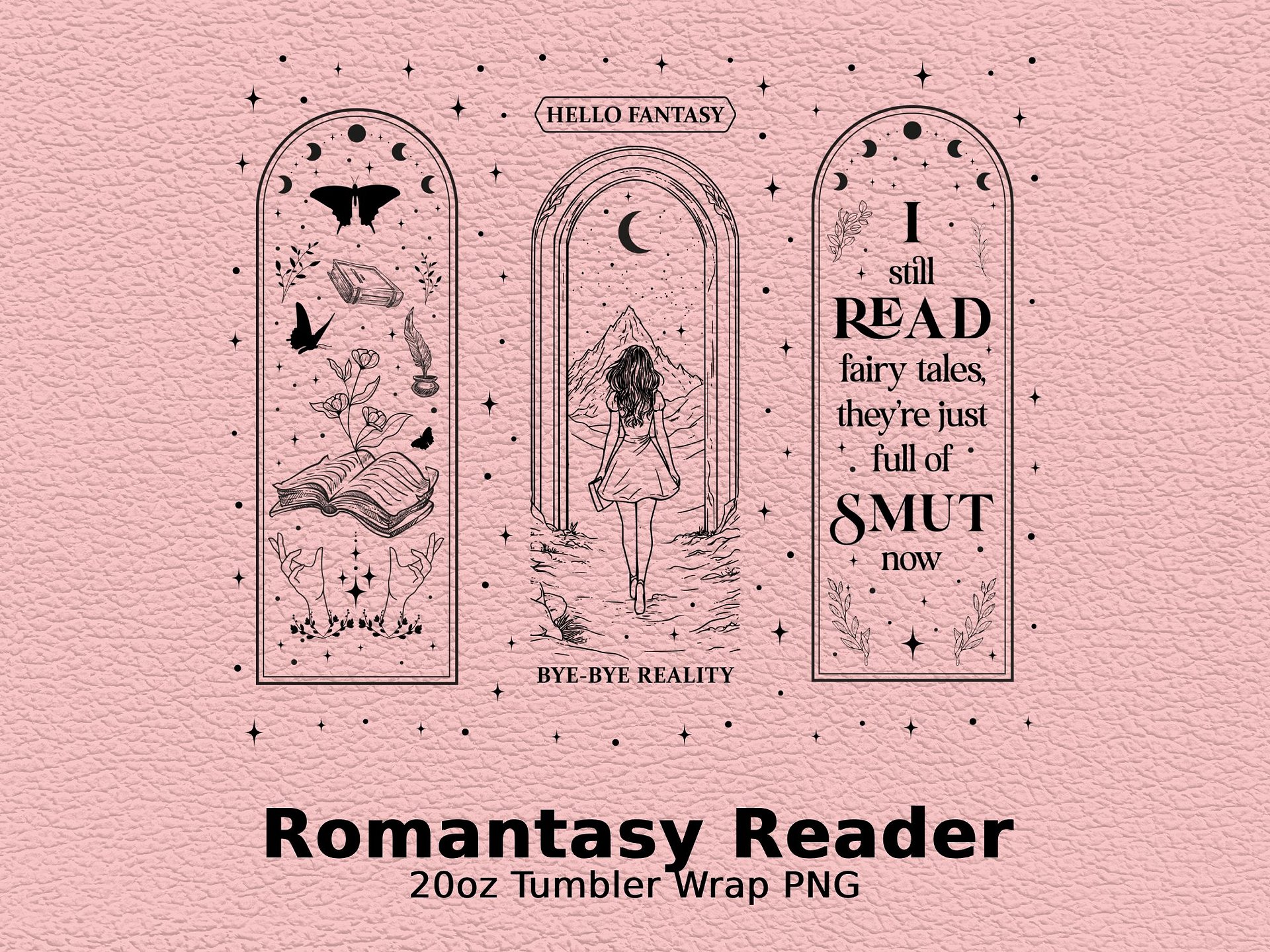 Romantasy Fantasy Reader, Bookish Smut Reader, 20oz Skinny Tumbler PNG, Seamless Full Wrap Sublimation Design Celestial, Digital Download product image (6)