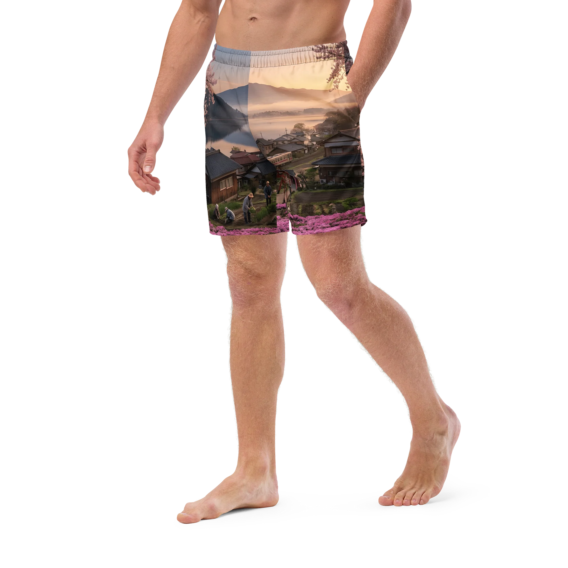 Mount Fuji Village Pink Moss Swim Trunks product image (5)