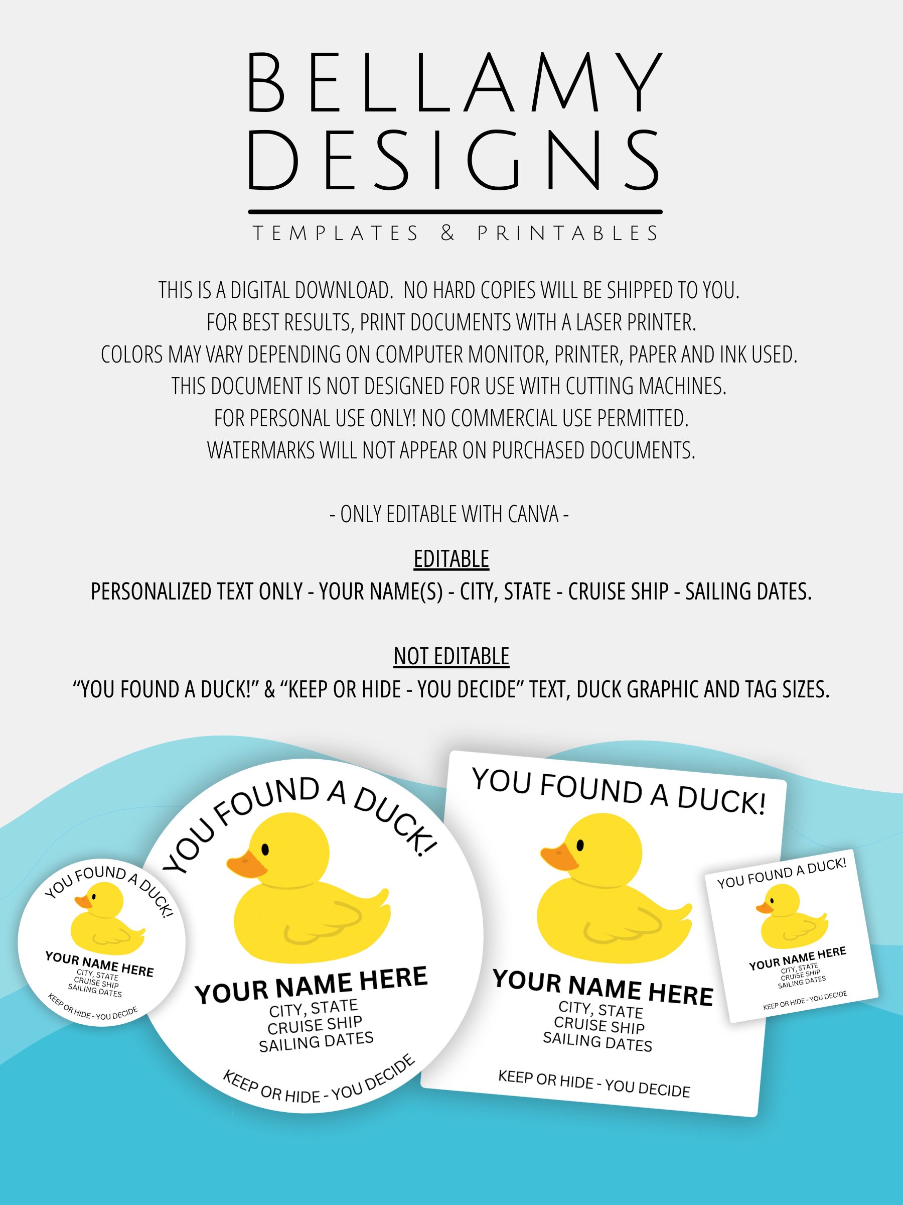 Editable Cruise Duck Tags - Circles & Squares product image (9)