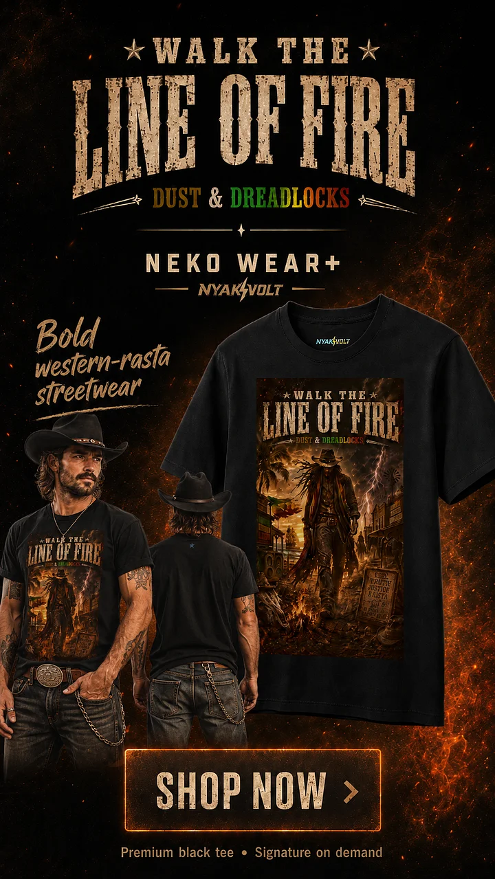 Walk The Line of Fire – Dust & Dreadlocks | Neko Wear+ product image (1)