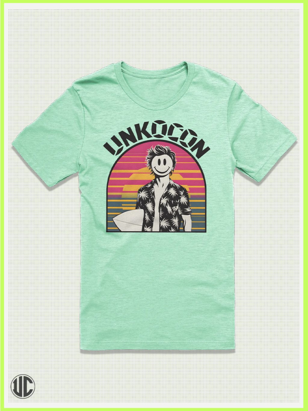 UnkoCon Sunset Surfer Tee – Vintage Vaporwave Surf Shirt product image (1)