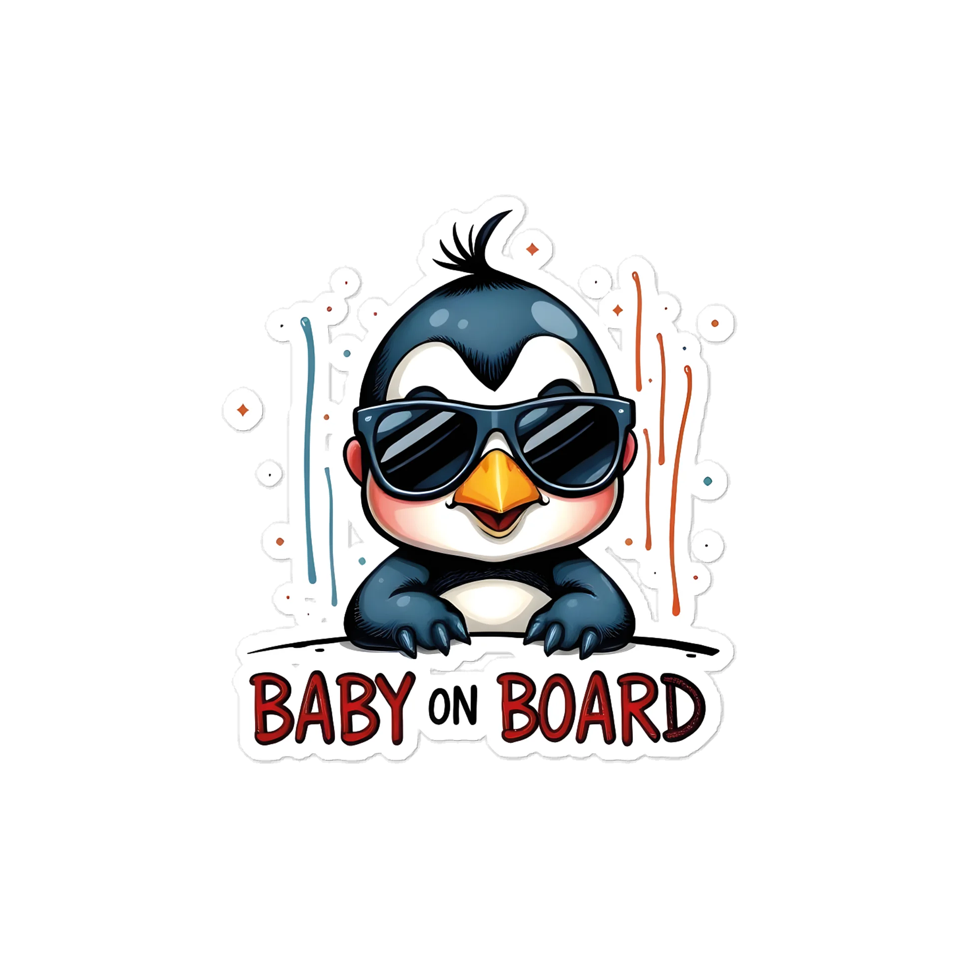 Cool Penguin Urban Style Baby On Board Car Decal - 5x5 Premium Vinyl Sticker - Streetwear Inspire Penguin with Sunglasses Graphic for Cars and Jeeps product image (1)