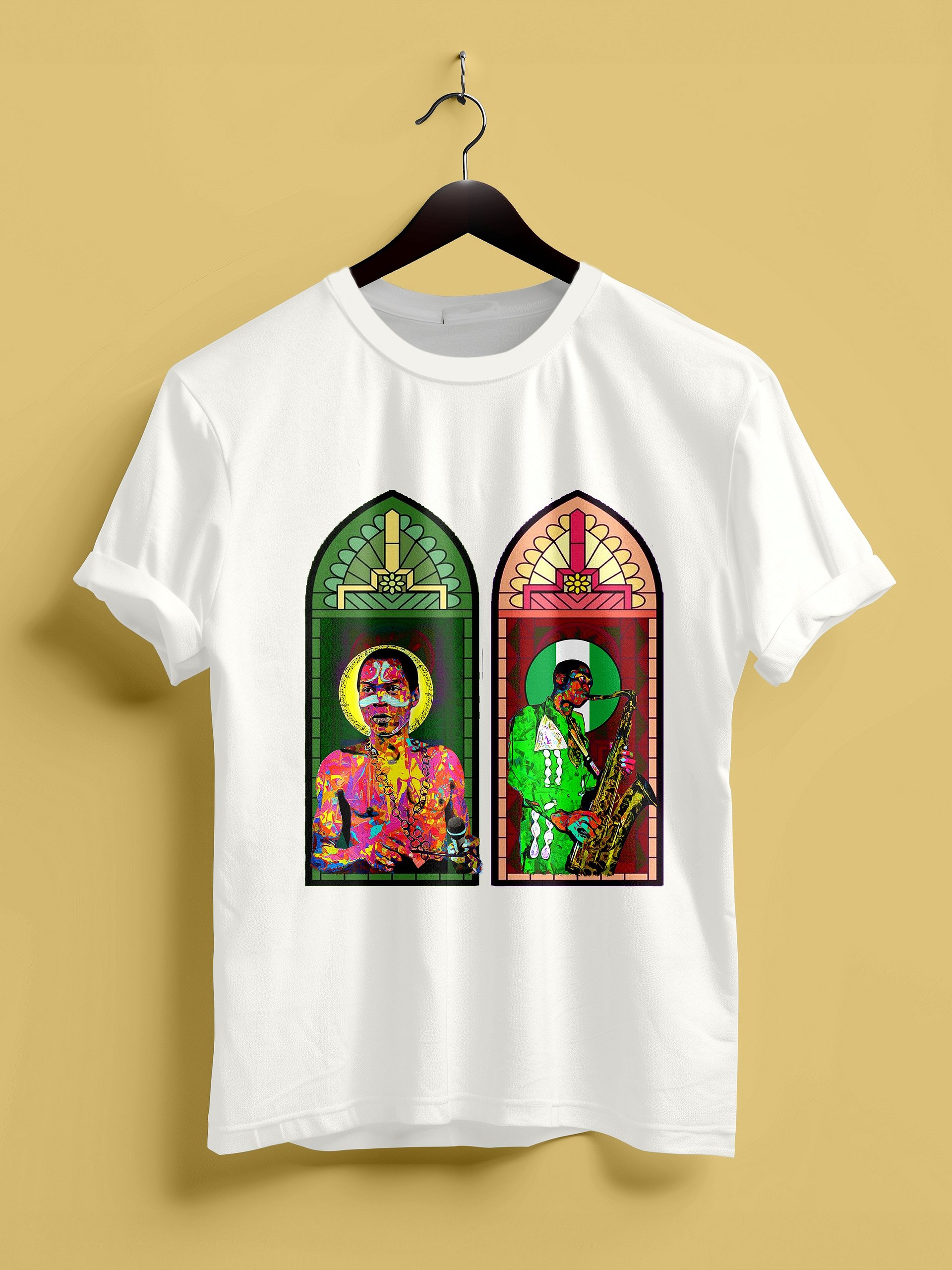 Fela Kuti Stained Glass T-Shirt | Afrobeat Legend Tee | Pan-African art product image (1)