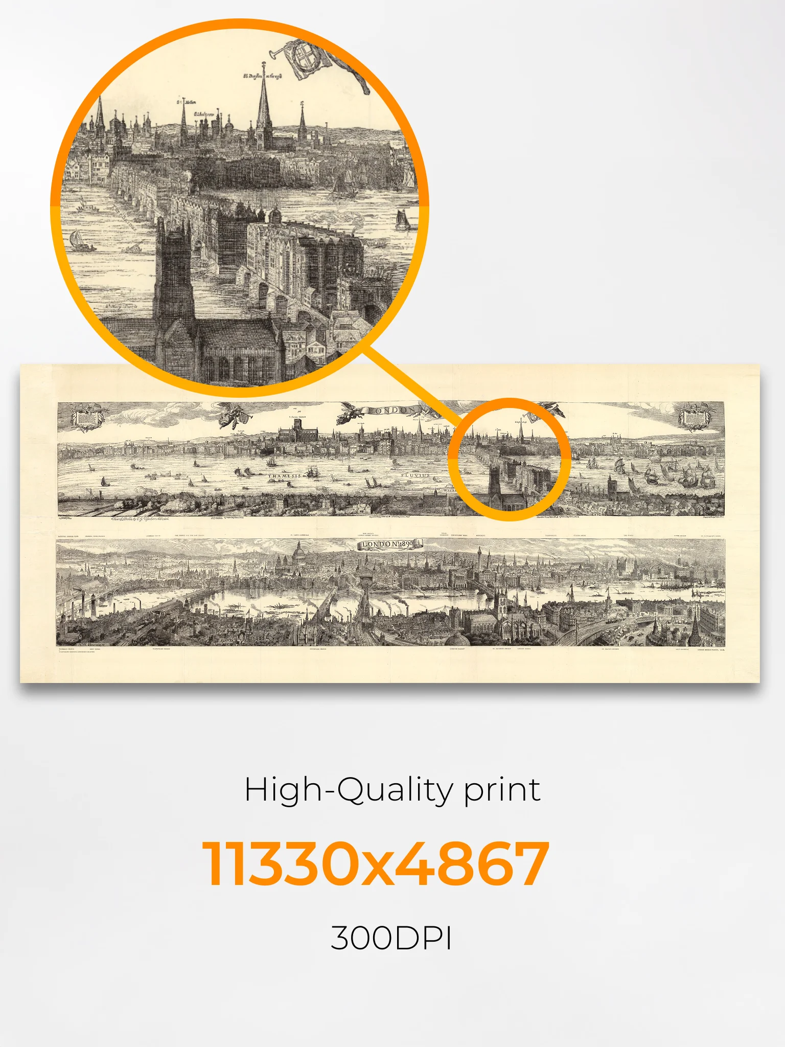 London Cityscape 1616 vs. 1890 (Canvas Print) product image (4)
