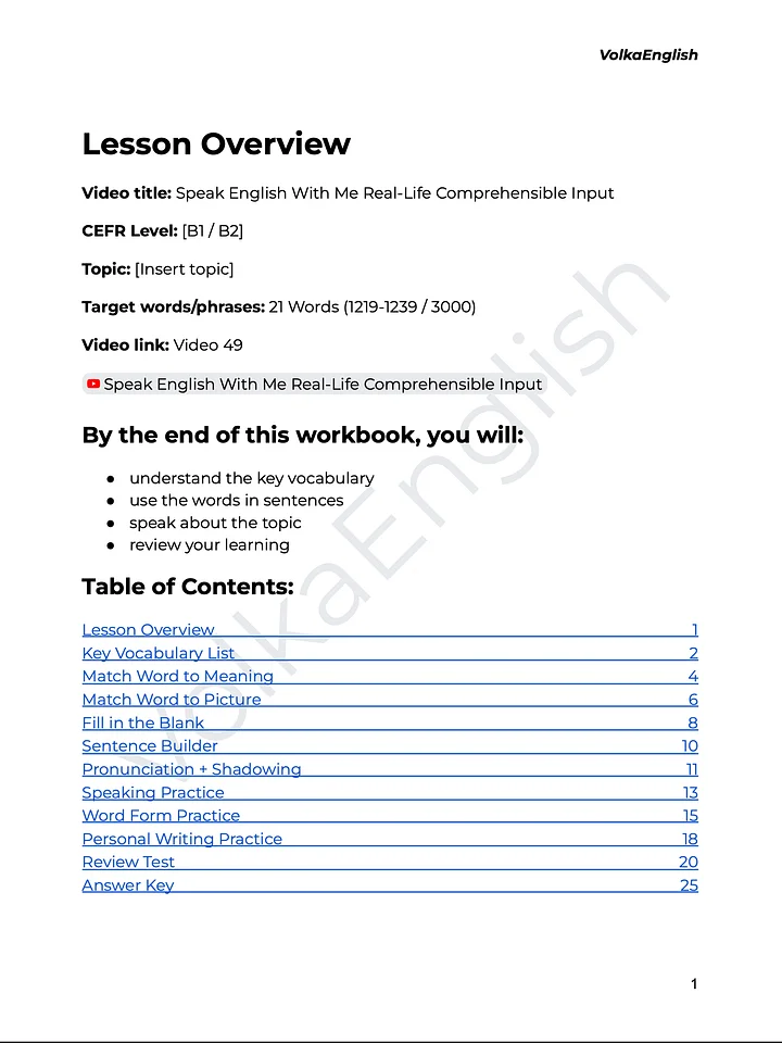 Speak English With Me Real-Life Comprehensible Input - Video 49 Study Pack product image (2)