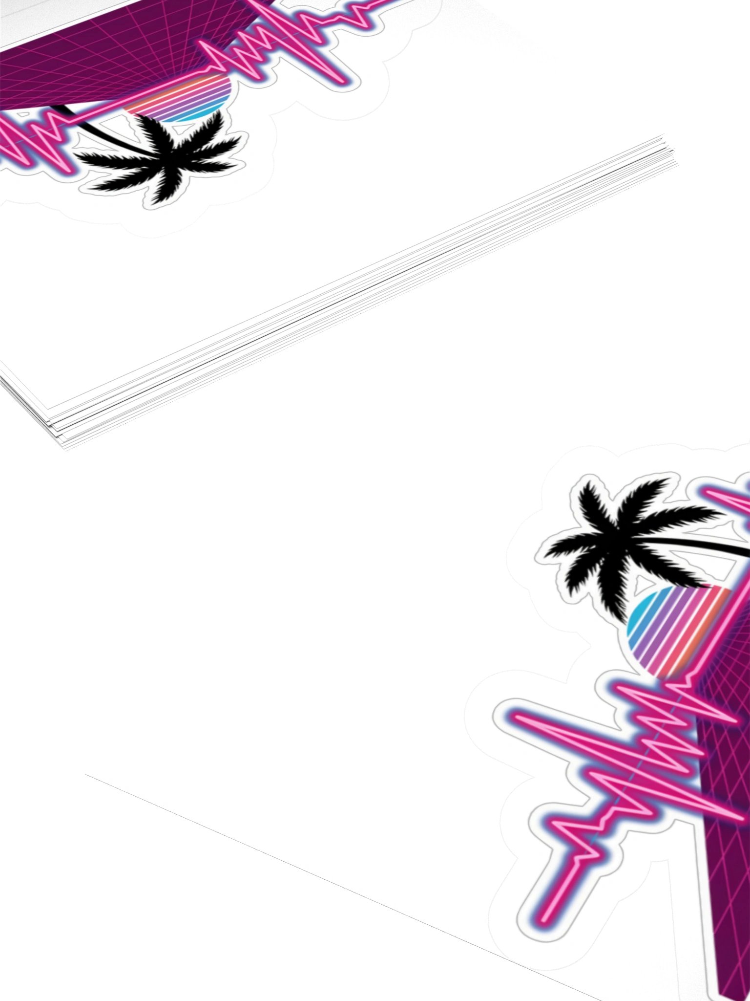 Retro Neon Palm Sunset Kiss Cut Sticker product image (11)