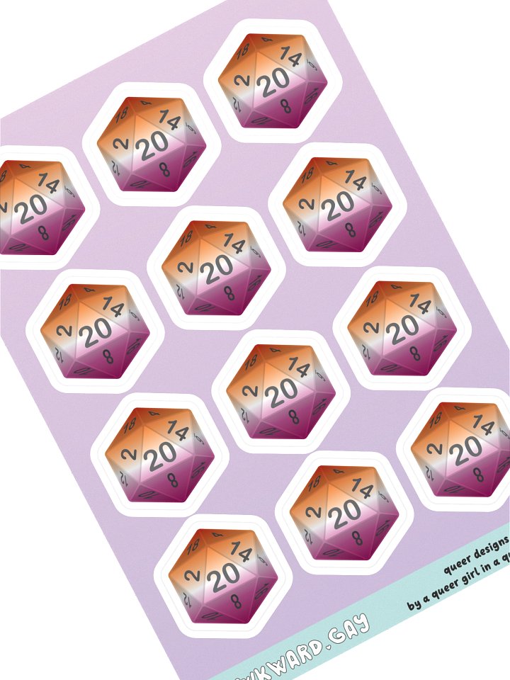 Lesbian Pride D20 Sticker Sheet product image (1)