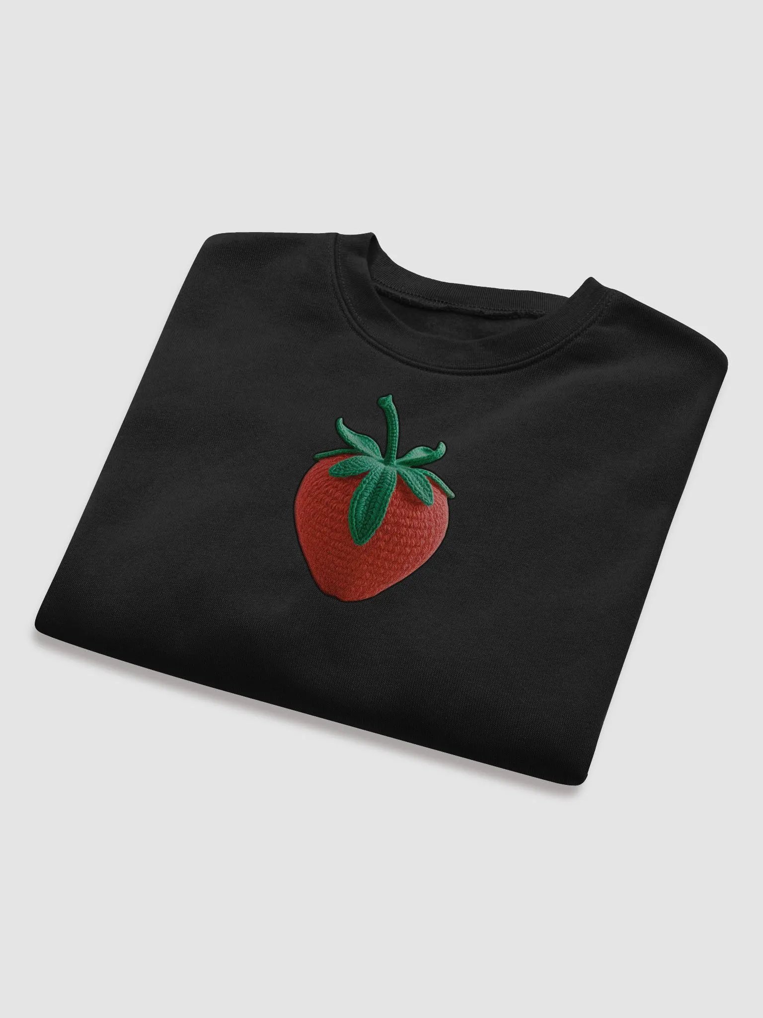 CozyAvocado Women's Black Fleece Crop Sweatshirt Strawberry #1 product image (8)
