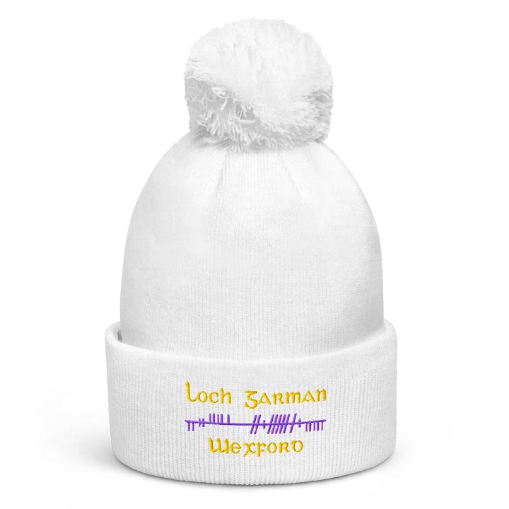 Wexford/Loch Garman Orthodox style Ogham embroidered Pom-Pom Beanie product image (1)