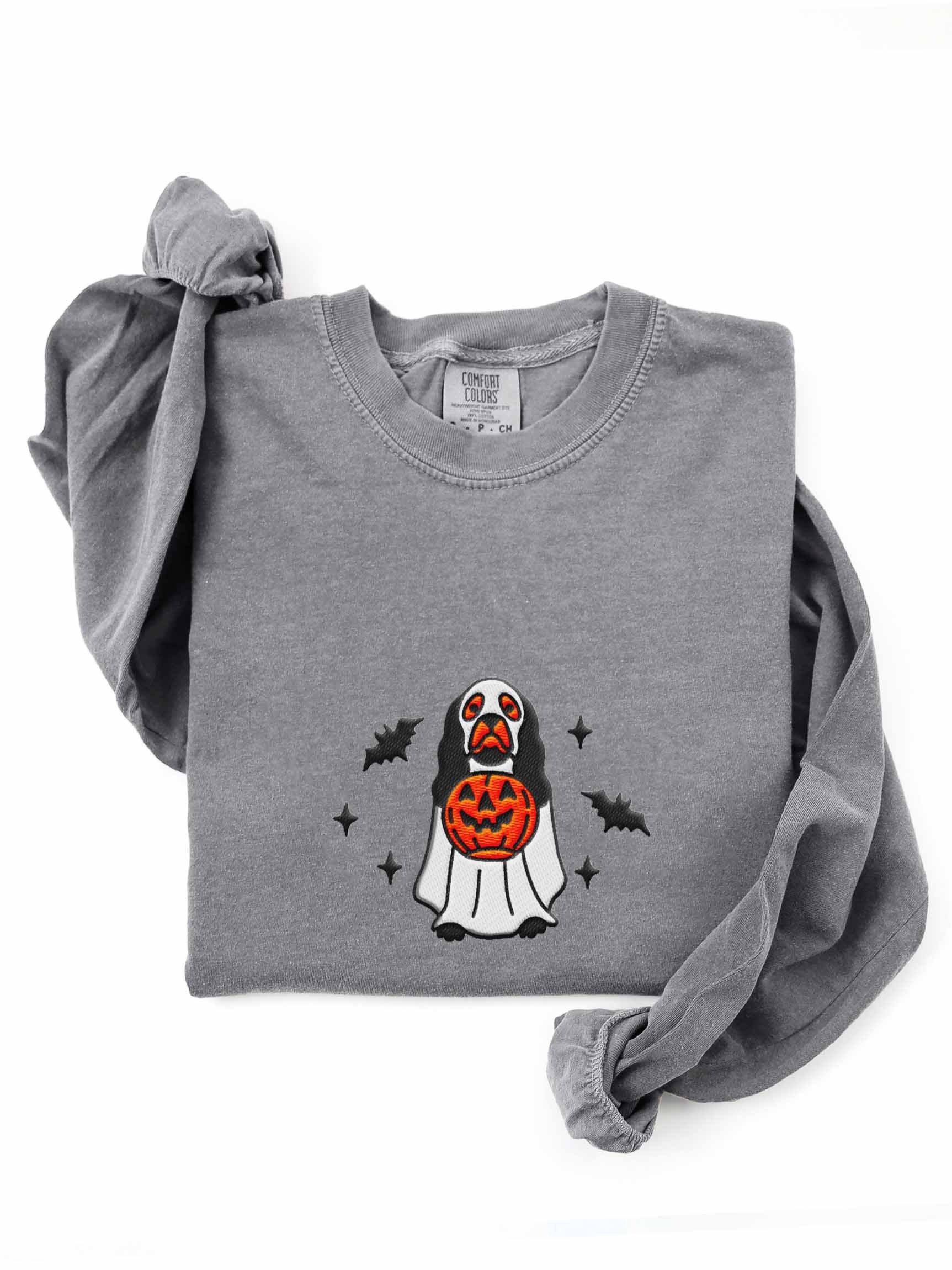 Halloween American Cocker Spaniel(Black & Tan) Embroidered Long-sleeved T-Shirt product image (1)