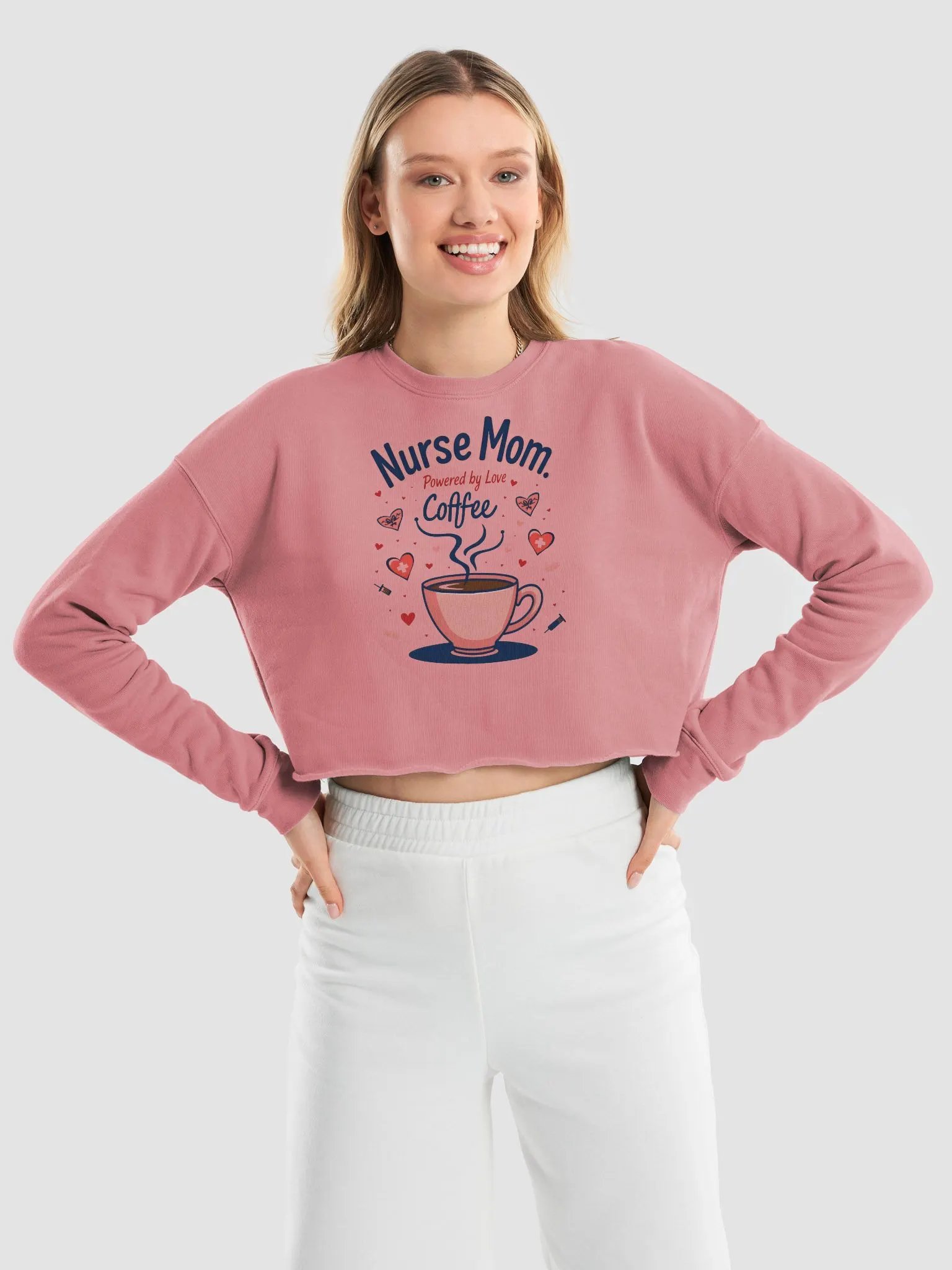 Nurse Mom Love Coffee Fleece Crop Sweatshirt product image (34)