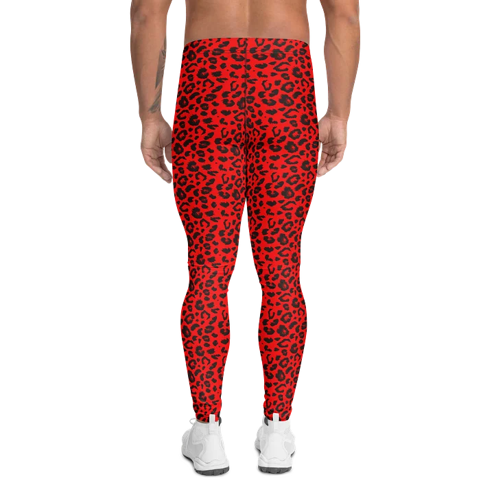 Comfortable Men's Leggings Bold Red Leopard Print product image (2)