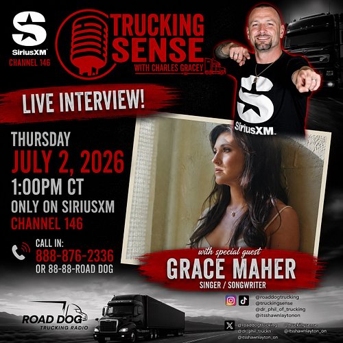 🚛 I’m going LIVE on SiriusXM today!

I’ll be joining Charles Gracey on Trucking Sense on Road Dog Trucking Radio (Channel 146...