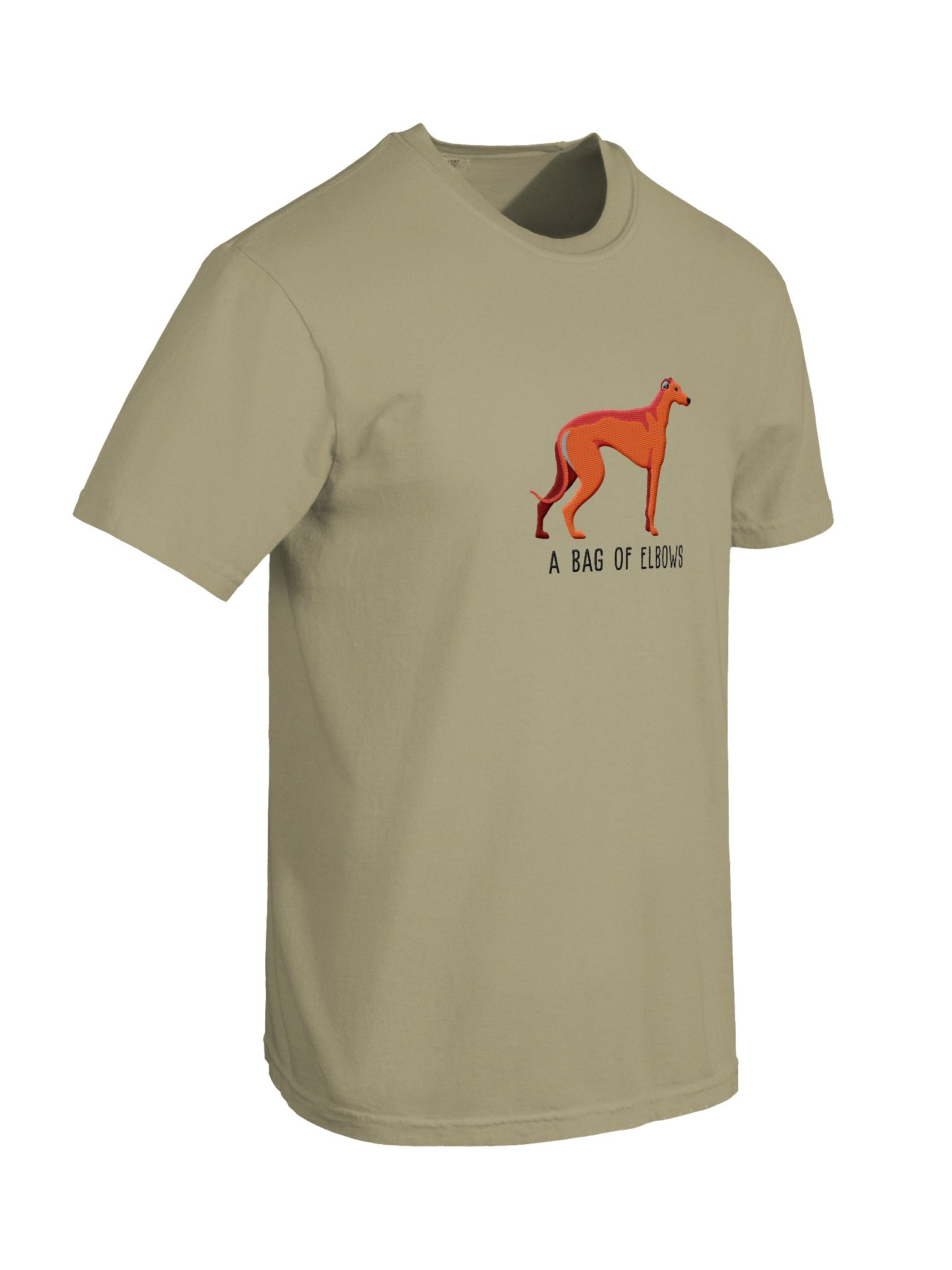 A Bag of Elbows T-Shirt(Embroidered) of a Greyhound(Red) product image (11)