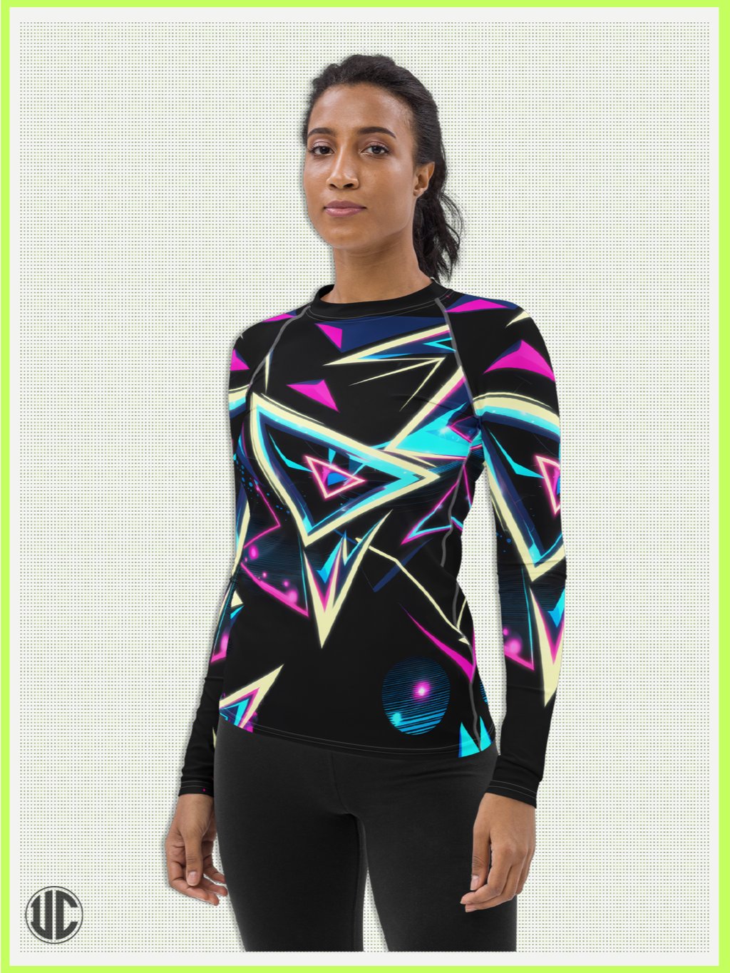 Electric ’80s Neon – Women’s Rash Guard product image (6)