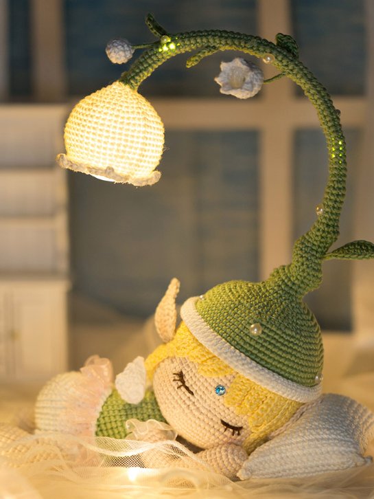 Enchanted Fairy Night Light — Hand-Crocheted Lily of the Valley Lamp with Sleeping Fairy product image (3)