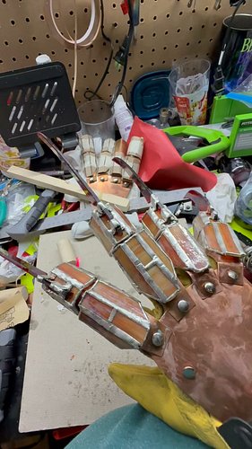 Testing. Testing.  Articulation. Check.  Now we need a back plate. A little sanding and polish and we will be ready for the s...