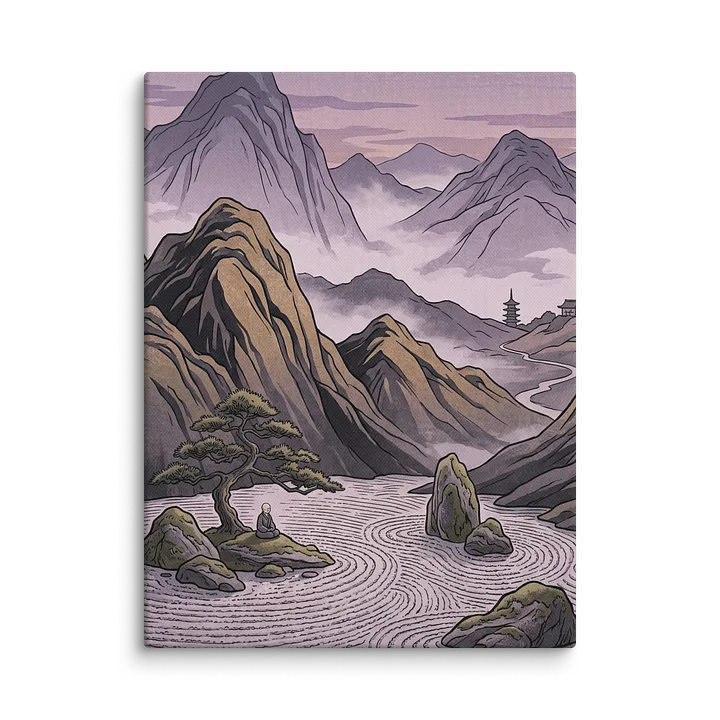 Tranquil Mountain Pagoda Canvas - Wabi-Sabi Zen Wall Art product image (1)