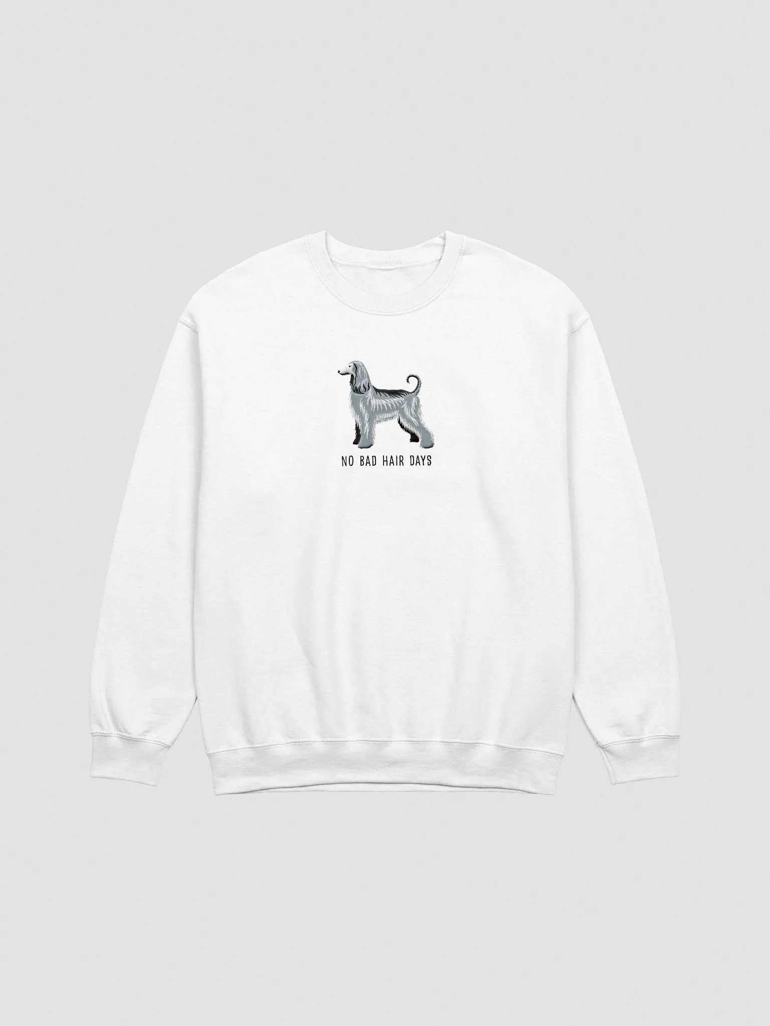 No Bad Hair Days Sweatshirt (Embroidered) of an Afghan Hound(Blue) product image (3)