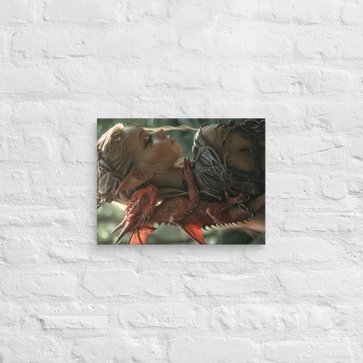 Young elf with her small dragon on the back - Canvas product image (2)