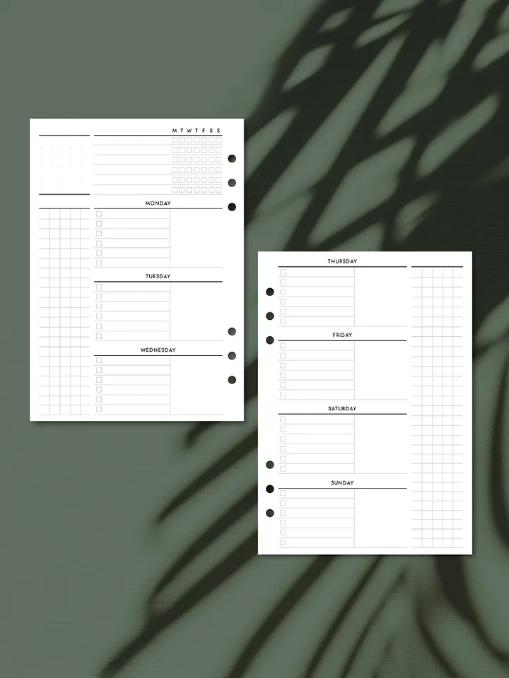 A6 Size | Undated Minimal Weekly Horizontal Planner Inserts | Printable product image (1)