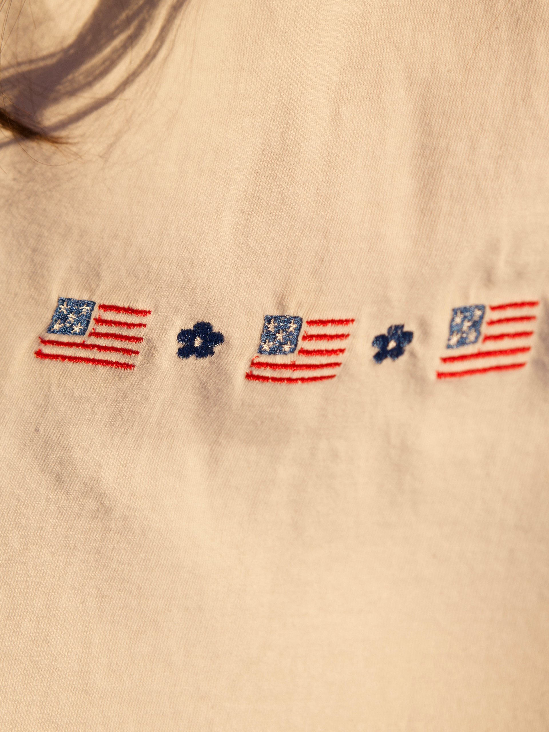 American Flag Flower Embroidered Tee product image (3)