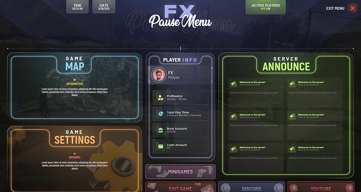 FREE FIVEM PAUSE MENU V2 [ QB / ESX ] product image (2)