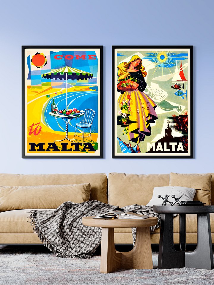 Malta, Valletta 1950s — retro travel poster, vintage travel print, retro travel wall art, retro wall art, travel wall decor product image (2)