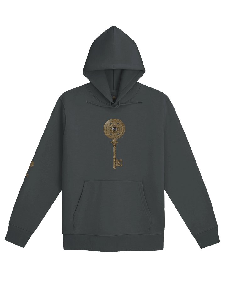 The Gatekeeper’s Key – India Ink Grey Sigil Arm Edition (Front + Right Sleeve Print) | Organic Hoodie product image (1)